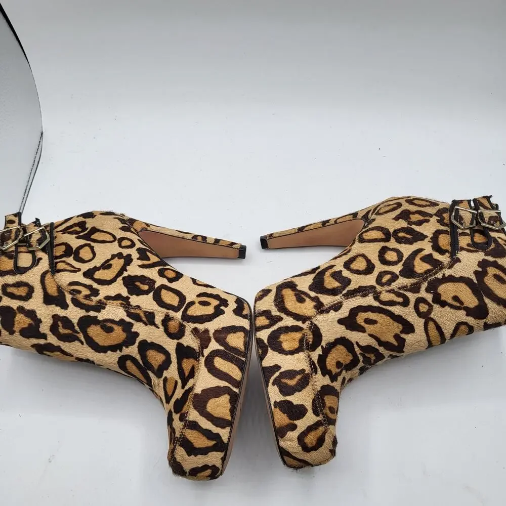 Sam Edelman Kit Fur Leopard Print Ankle 4.5